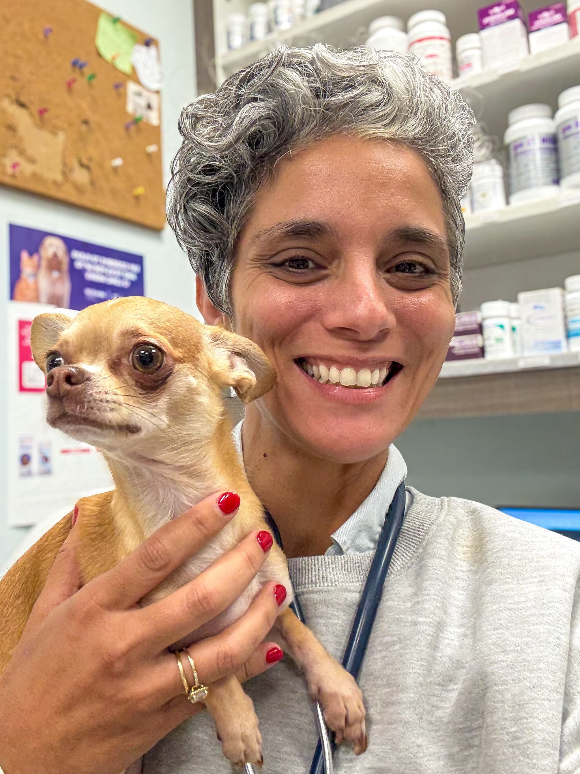 Dr. Valeria Tanco with a dog
